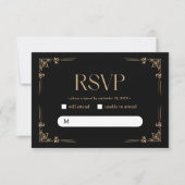 Modern Deco | Elegant Black and Gold Wedding RSVP Kaartje (Voorkant)