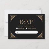 Modern Deco | Elegant Black and Gold Wedding RSVP Kaartje (Voorkant)