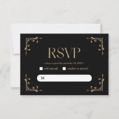 Modern Deco | Elegant Black and Gold Wedding RSVP Kaartje (Voorkant)