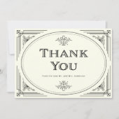 Modern Deco | Elegant Black and Ivory Wedding Bedankkaart (Voorkant)