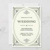 Modern Deco | Elegant Black and Ivory Wedding Kaart (Voorkant)