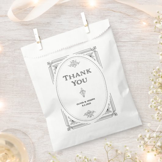 Modern Deco | Elegant Black and White Wedding Bedankzakje (Geknipt)