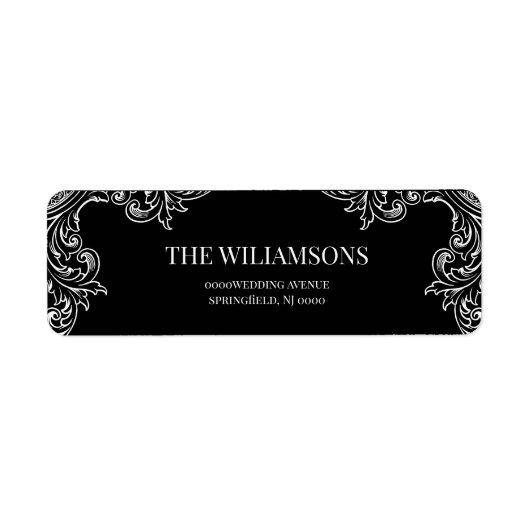 Modern Deco | Elegant Black and White Wedding Etiket (Voorkant)