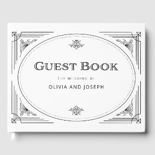 Modern Deco Elegant Black and White Wedding Gastenboek