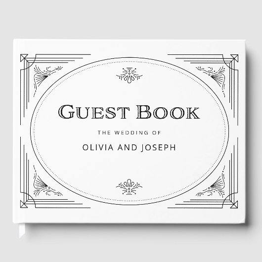 Modern Deco | Elegant Black and White Wedding Gastenboek (Voorkant)