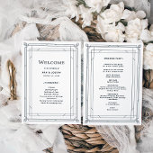 Modern Deco | Elegant Black and White Wedding Programmakaart