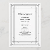 Modern Deco | Elegant Black and White Wedding Programmakaart (Voorkant)