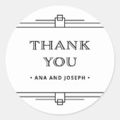 Modern Deco | Elegant Black and White Wedding Ronde Sticker (Voorkant)