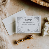 Modern Deco | Elegant Black and White Wedding RSVP Kaartje