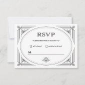 Modern Deco | Elegant Black and White Wedding RSVP Kaartje (Voorkant)