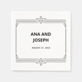 Modern Deco | Elegant Black and White Wedding Servet (Voorkant)