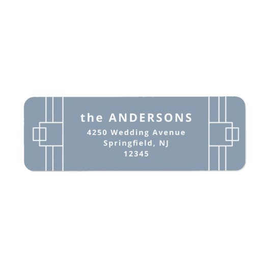 Modern Deco | Elegant Dusty Blue en White Etiket (Voorkant)