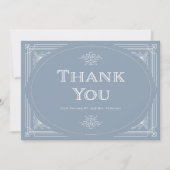 Modern Deco | Elegant Dusty Blue en White Wedding Bedankkaart (Voorkant)