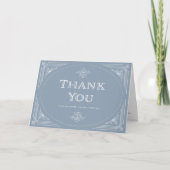 Modern Deco | Elegant Dusty Blue en White Wedding Bedankkaart (Voorkant)
