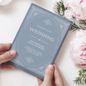Modern Deco | Elegant Dusty Blue en White Wedding Kaart