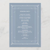 Modern Deco | Elegant Dusty Blue en White Wedding Programmakaart (Achterkant)