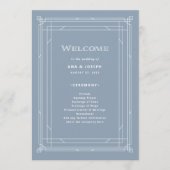 Modern Deco | Elegant Dusty Blue en White Wedding Programmakaart (Voorkant)