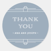 Modern Deco | Elegant Dusty Blue en White Wedding Ronde Sticker (Voorkant)