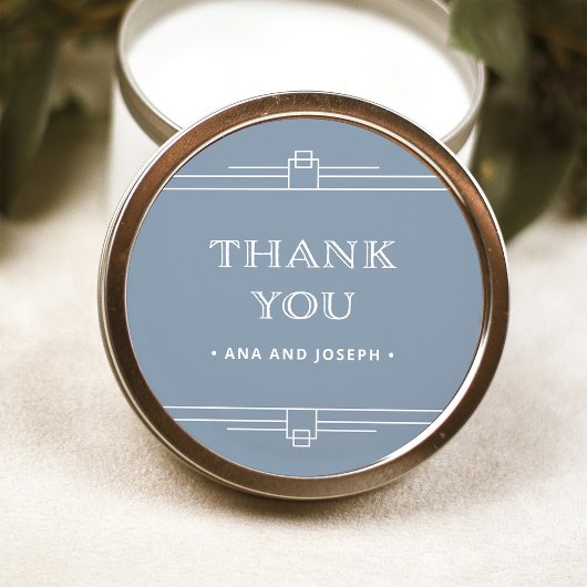 Modern Deco | Elegant Dusty Blue en White Wedding Ronde Sticker