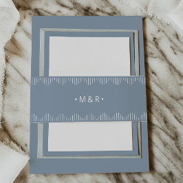 Modern Deco | Elegant Dusty Blue met Monogrammen Uitnodigingen Wikkel