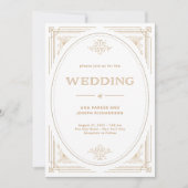 Modern Deco | Elegant Faux Gold and White Wedding Kaart (Voorkant)