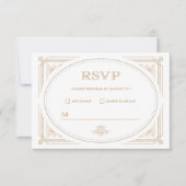 Modern Deco | Elegant Gold en White Wedding RSVP Kaartje (Voorkant)