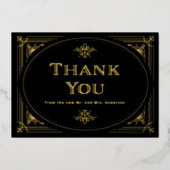 Modern Deco | Elegant Hartelijk dank, zwart en gou Folie Uitnodiging (Voorkant)
