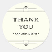 Modern Deco | Elegant Ivory and Black Wedding Ronde Sticker (Voorkant)
