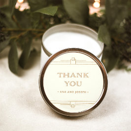 Modern Deco | Elegant Ivory en Faux Gold Wedding Ronde Sticker