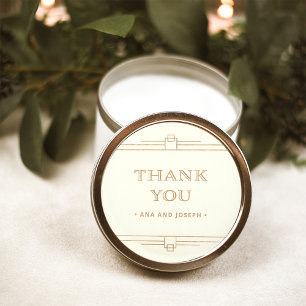 Modern Deco Elegant Ivory en Faux Gold Wedding Ronde Sticker