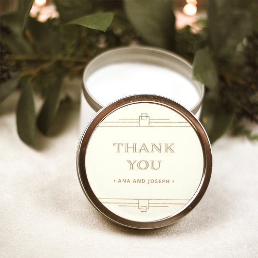 Modern Deco | Elegant Ivory en Faux Gold Wedding Ronde Sticker