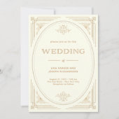 Modern Deco | Elegant Ivory en Gold Wedding Kaart (Voorkant)