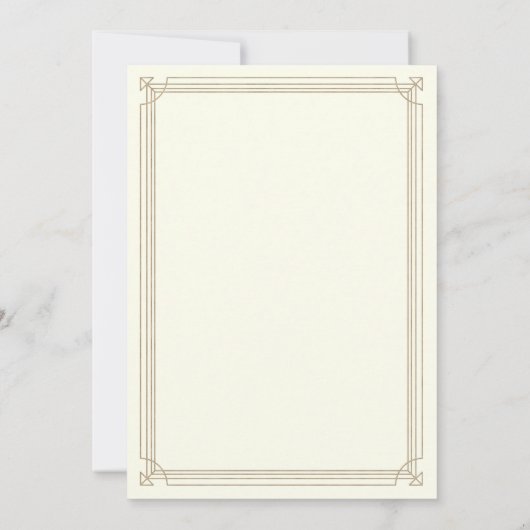 Modern Deco | Elegant Ivory en Gold Wedding Kaart (Achterkant)
