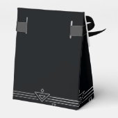 Modern Deco | Elegant Onyx Black and White Wedding Bedankdoosjes (Achterkant)