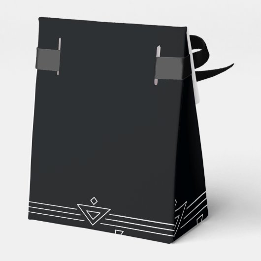 Modern Deco | Elegant Onyx Black and White Wedding Bedankdoosjes (Achterkant)