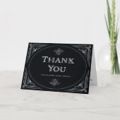 Modern Deco | Elegant Onyx Black and White Wedding Bedankkaart (Voorkant)