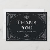 Modern Deco | Elegant Onyx Black and White Wedding Bedankkaart (Voorkant)