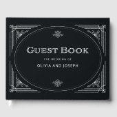 Modern Deco | Elegant Onyx Black and White Wedding Gastenboek (Voorkant)