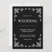 Modern Deco | Elegant Onyx Black and White Wedding Kaart (Voorkant)