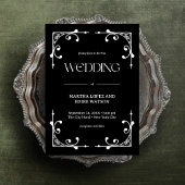 Modern Deco | Elegant Onyx Black and White Wedding Kaart