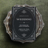 Modern Deco | Elegant Onyx Black and White Wedding Kaart