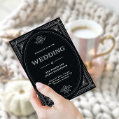 Modern Deco | Elegant Onyx Black and White Wedding Kaart