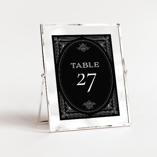 Modern Deco | Elegant Onyx Black and White Wedding Kaart