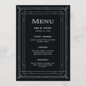 Modern Deco | Elegant Onyx Black and White Wedding Menu (Voorkant)