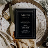 Modern Deco | Elegant Onyx Black and White Wedding Menu