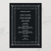 Modern Deco | Elegant Onyx Black and White Wedding Programmakaart (Achterkant)
