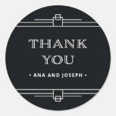 Modern Deco | Elegant Onyx Black and White Wedding Ronde Sticker (Voorkant)