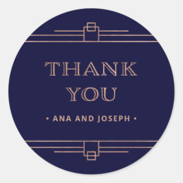 Modern Deco | Elegant Roos Gold op marinevrouw Ronde Sticker