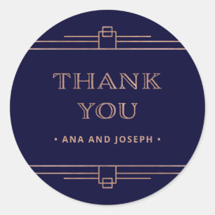 Modern Deco   Elegant Roos Gold op marinevrouw Ronde Sticker