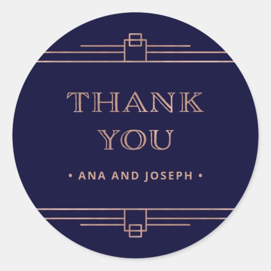 Modern Deco | Elegant Roos Gold op marinevrouw Ronde Sticker (Voorkant)